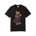 Streetwear Red Panda Graphic T-Shirt — Colorful Urban Fox with Bubble Tea